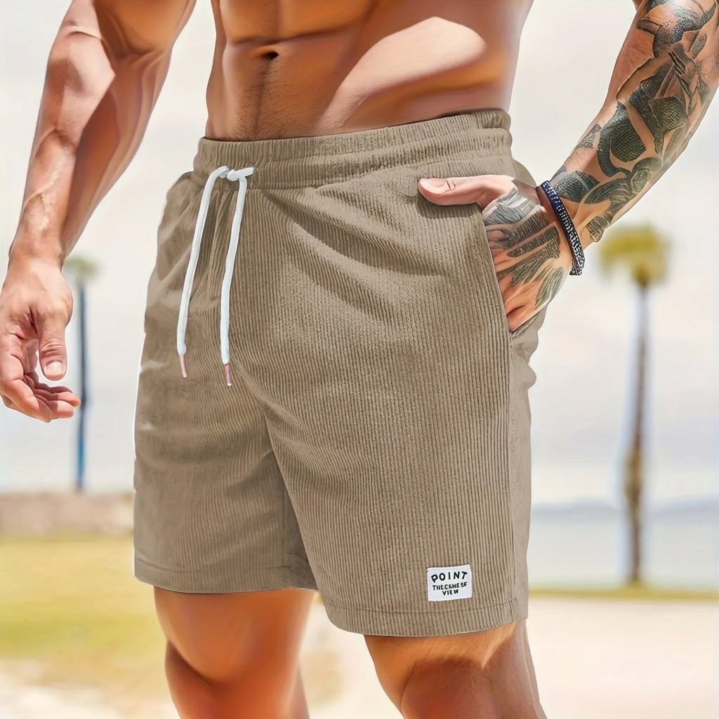 Herre Snøring Drawstring Kordfløyel Shorts