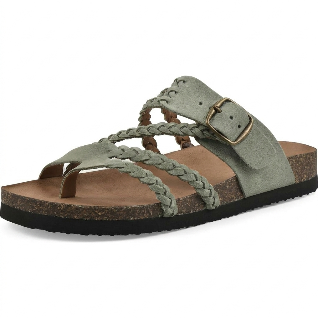Elegant europeisk stil vevd stropp flate sandaler for kvinner
