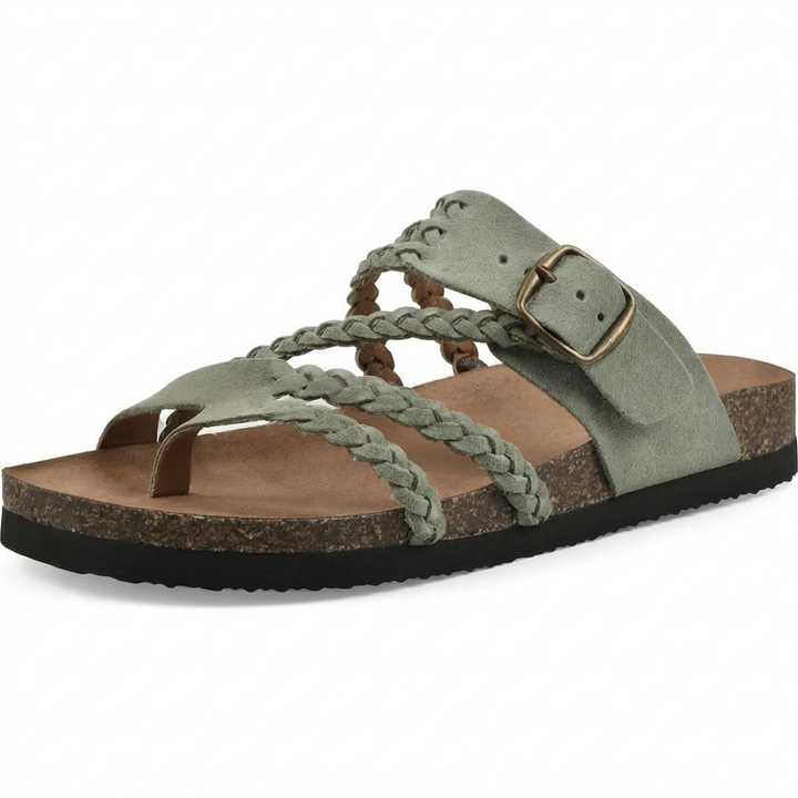 Elegant europeisk stil vevd stropp flate sandaler for kvinner