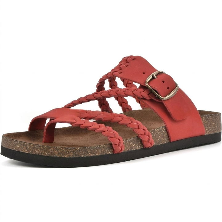 Elegant europeisk stil vevd stropp flate sandaler for kvinner
