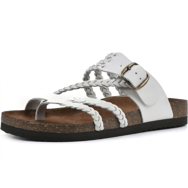 Elegant europeisk stil vevd stropp flate sandaler for kvinner