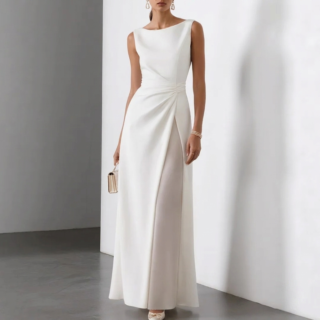 Elegant Plissert Maxikjole til Dame