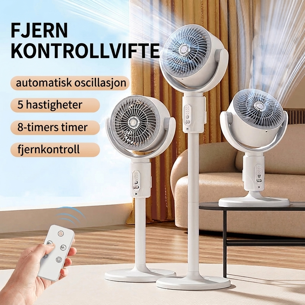 Stille gulvvifte – Fjernkontroll oscillering
