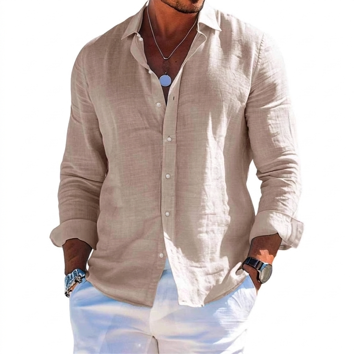 Menns Solid Farge Langermet Strand Skjorte