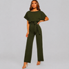 Dame Kort Erme Rett Bein Jumpsuit