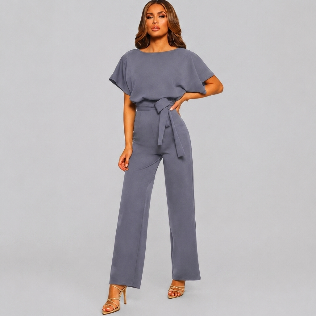 Dame Kort Erme Rett Bein Jumpsuit