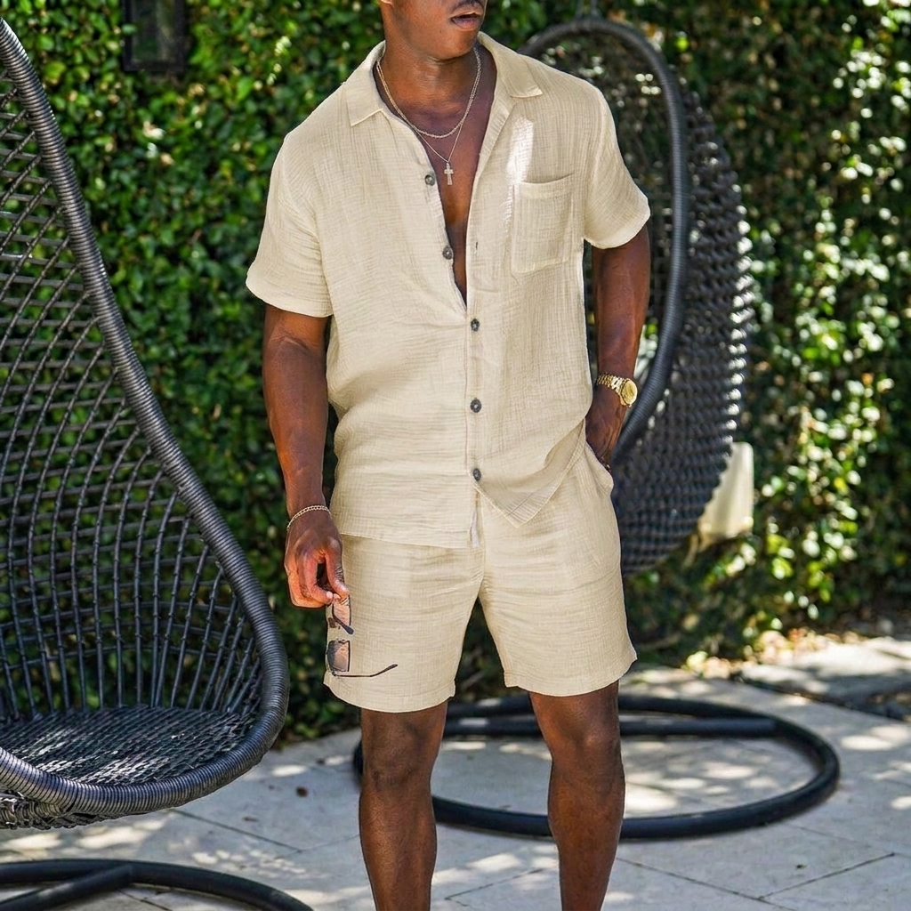 Herre Casual Kortermet Lapel Skjorte