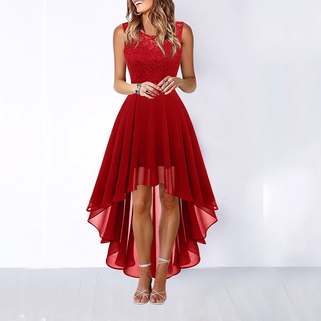 Kvinnes Elegant Splitting Stor Bunn Kjole