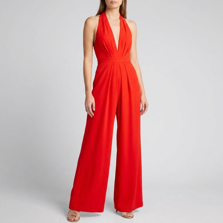 Kvinne Backless Halter Bred Ben Jumpsuit
