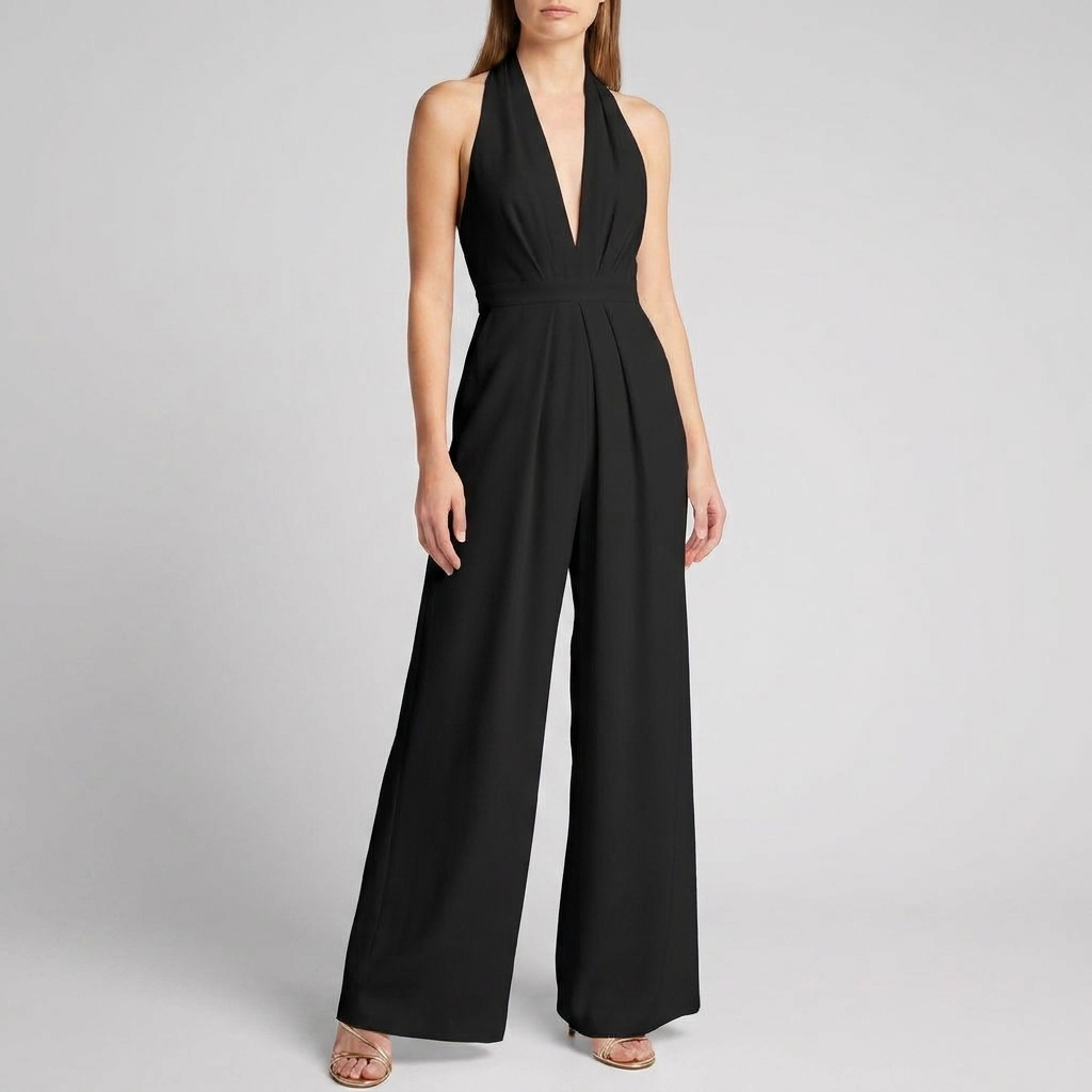 Kvinne Backless Halter Bred Ben Jumpsuit