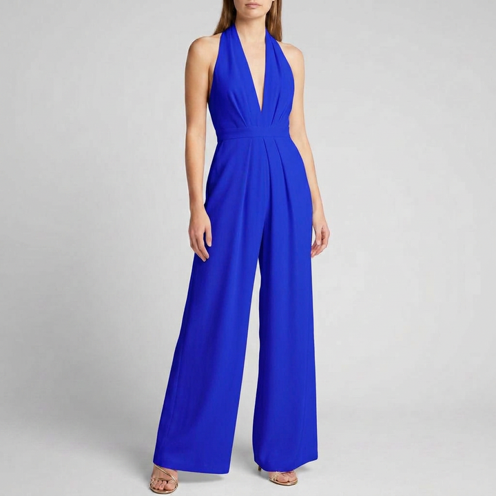 Kvinne Backless Halter Bred Ben Jumpsuit