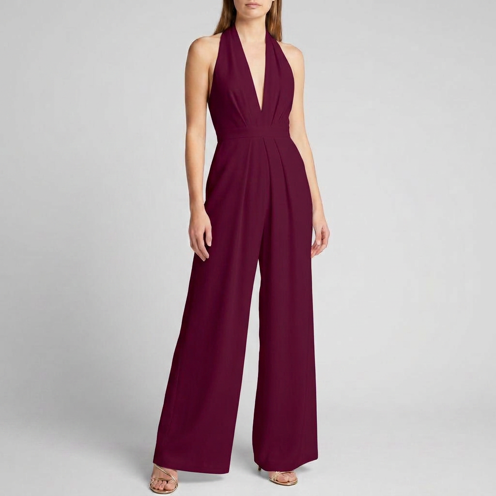 Kvinne Backless Halter Bred Ben Jumpsuit