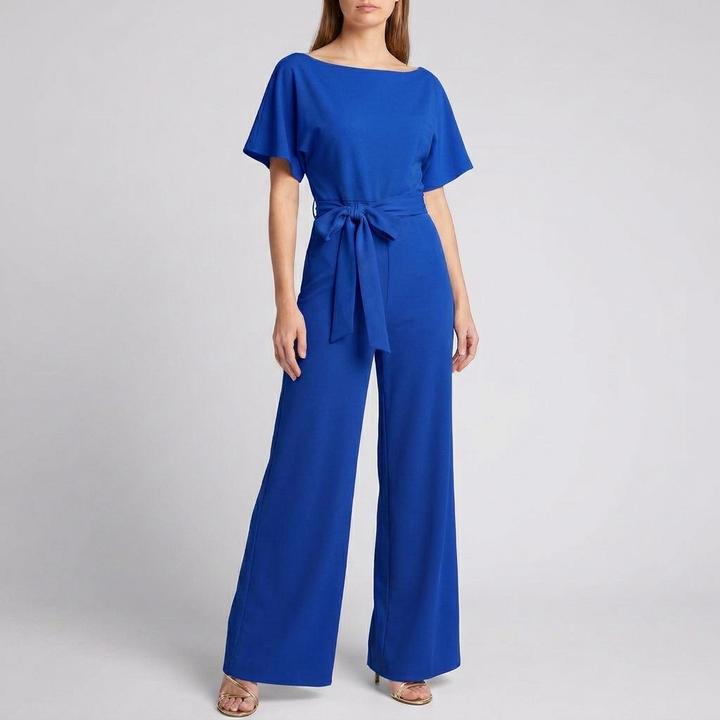 Kvinners Kortermet Belte Vid Ben Jumpsuit