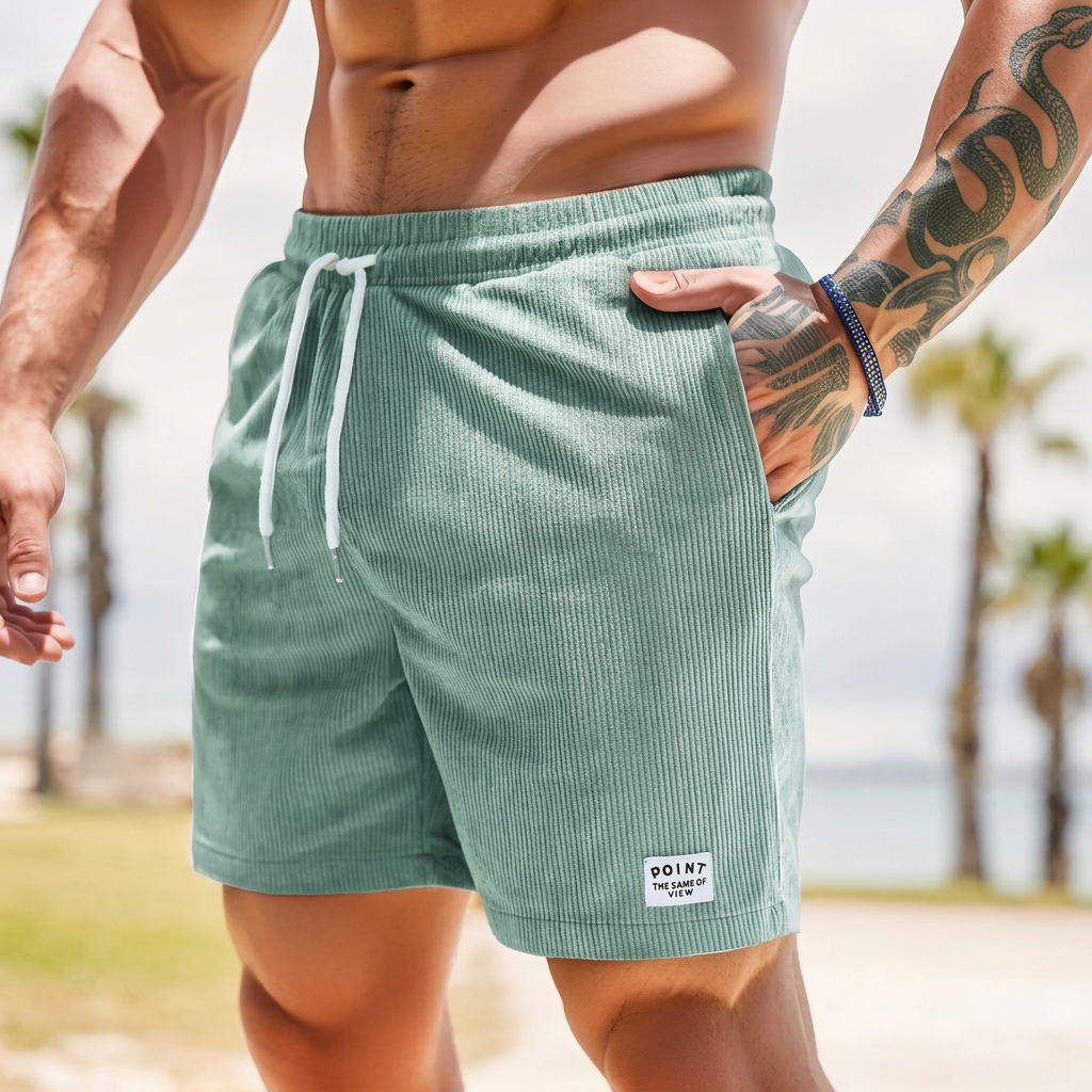 Herre Vintage Stil Velour Løpeshorts