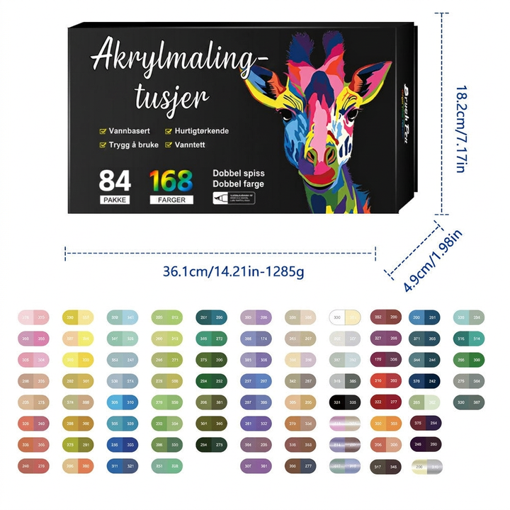 Dobbel-hodet To-farge Akryl Markering Pen