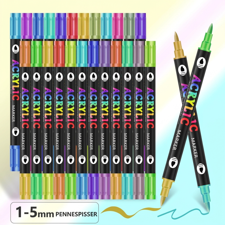 Dobbel-hodet To-farge Akryl Markering Pen