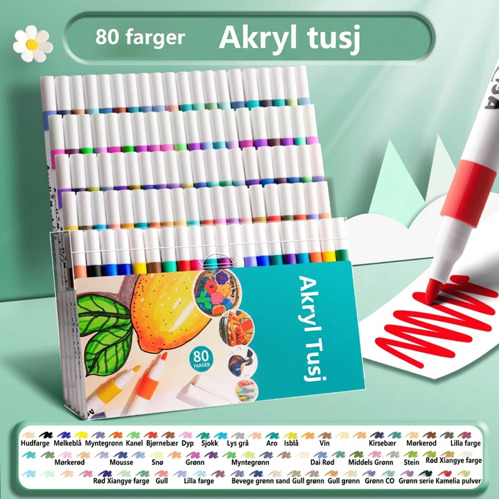 Akrylpenner med Ekte Farger