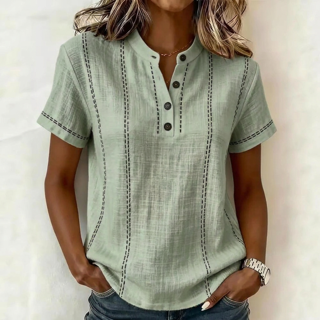 Kvinnesommer Stripete Kortermet Bluse