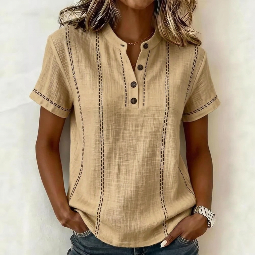 Kvinnesommer Stripete Kortermet Bluse