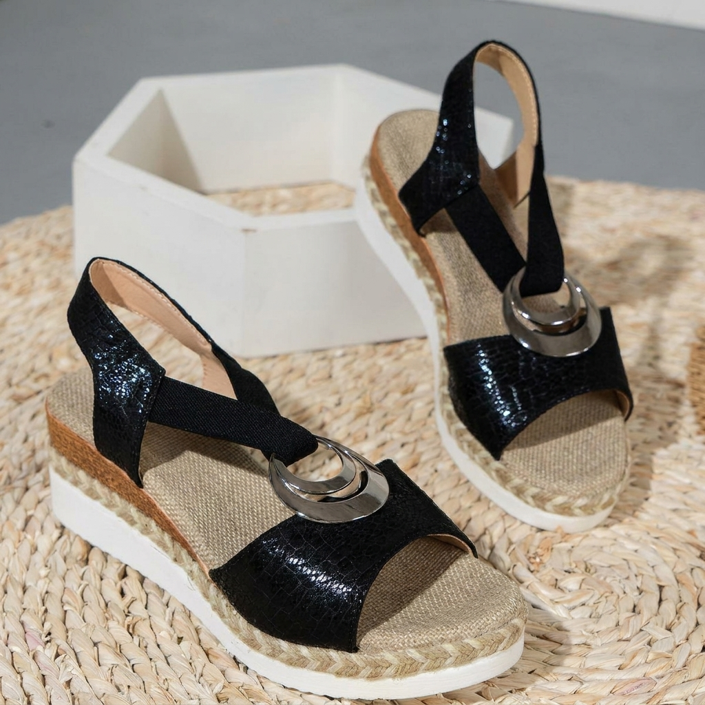 Kvinners Hemp Rep Wedge Peep Toe Sandaler