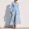 Kvinners Vår Chiffon Pleated Langermet Kjole