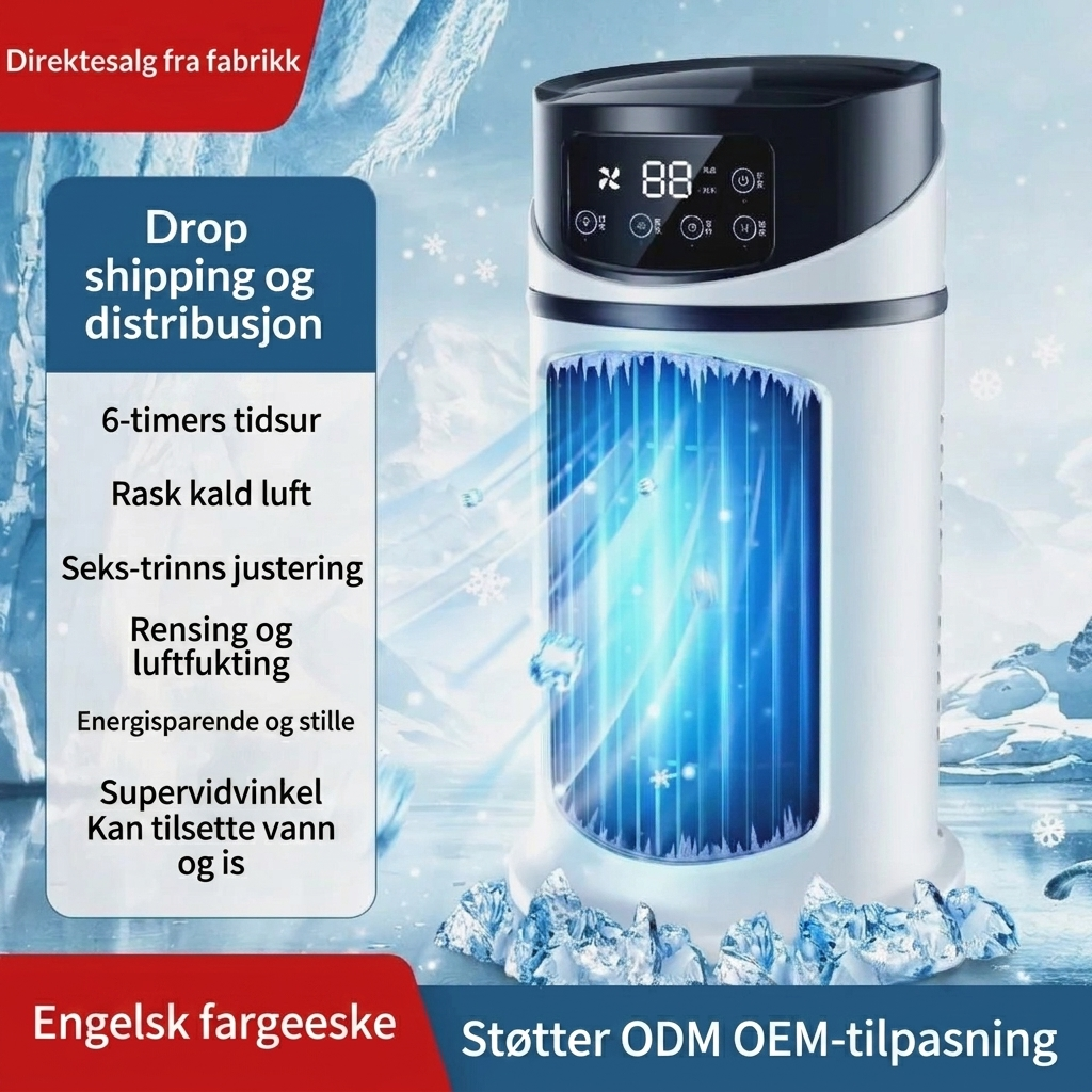 Bærbar mini-luftkjøler med USB-vifte