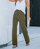 Women's pants with high waist and straight legs and elastic casual pants
