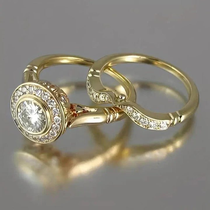 Elegant gullring med zirkonia i vintagestil