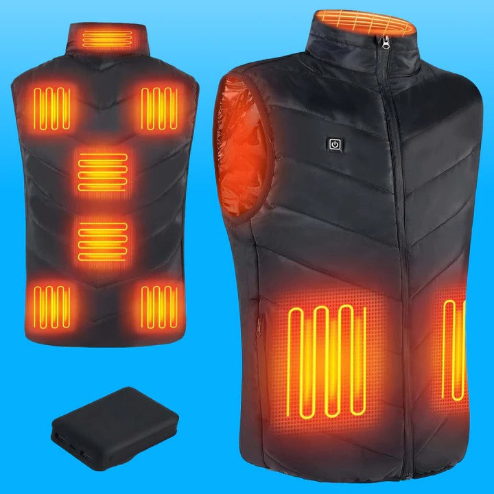 Lett oppvarmet unisex-vest med 10 000 mAh powerbank