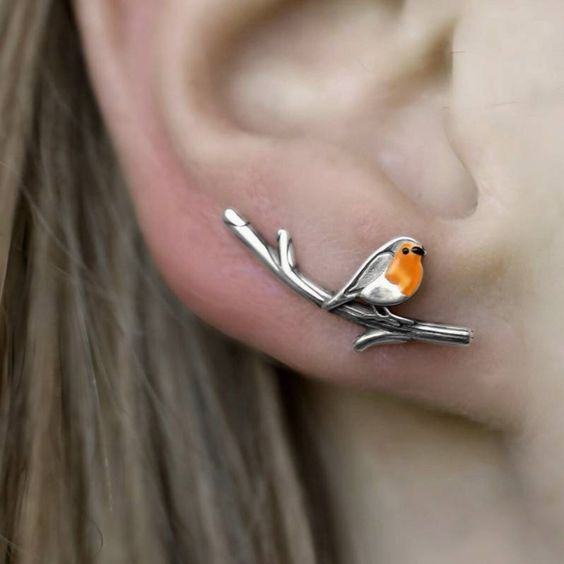 Vintage Birdie Sølvøredobber.
