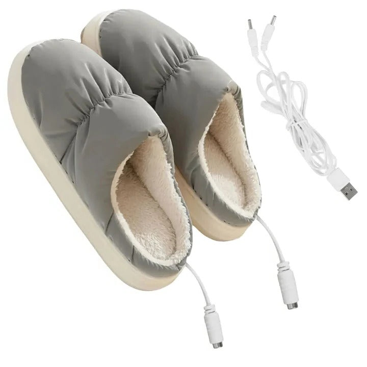 Oppvarmede USB-tøfler med sklisikker såle