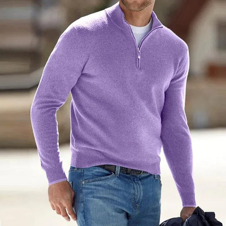 Men's sweater with zipper in cashmere