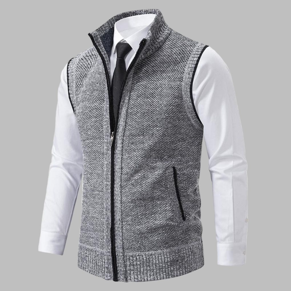 Classic knitted vest with zipper for men