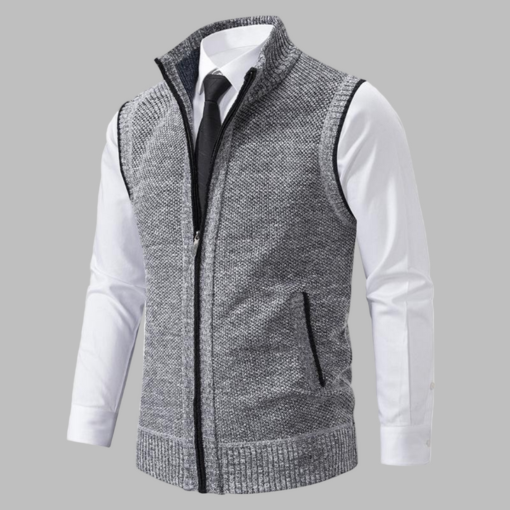 Classic knitted vest with zipper for men