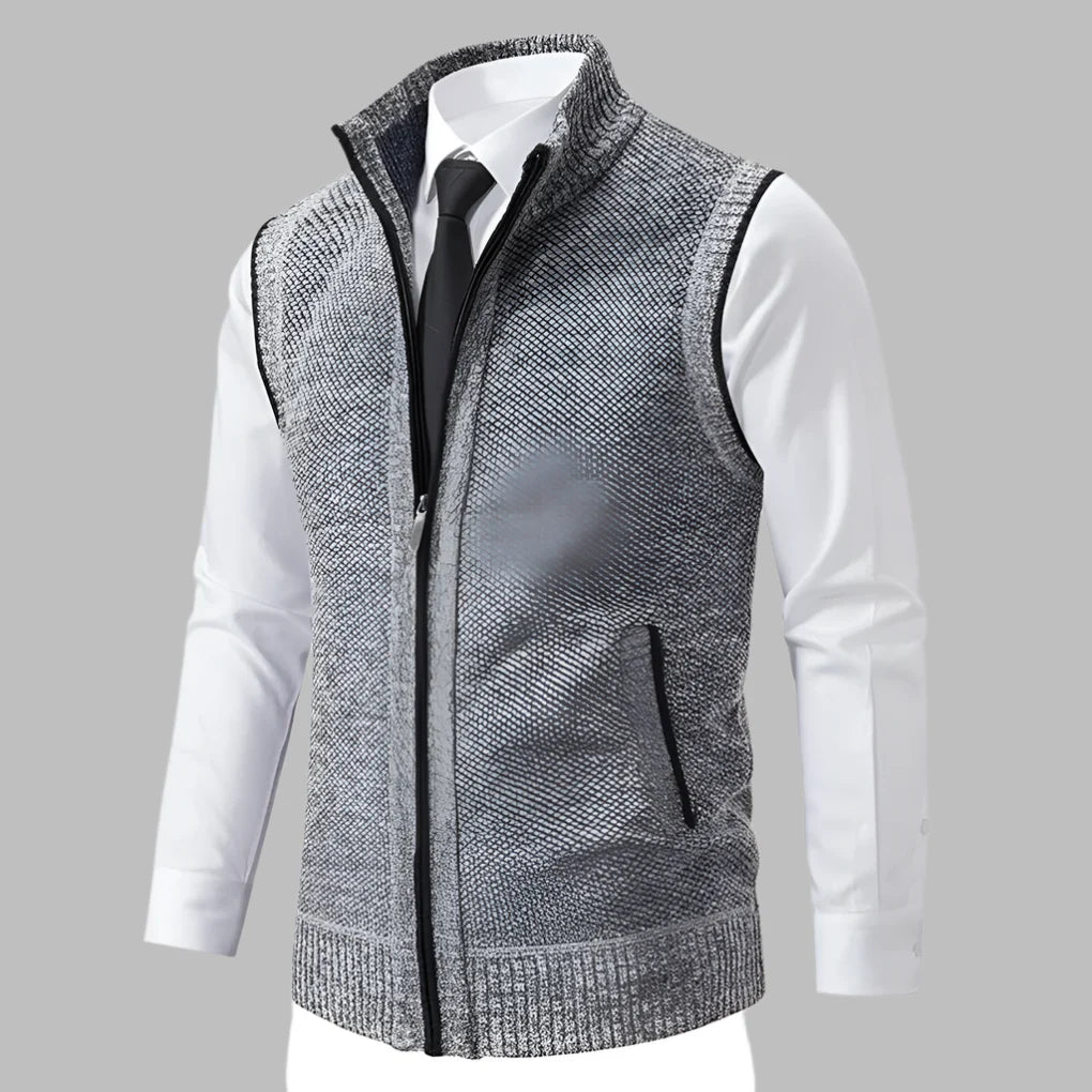 Men's knitted sweater vest with zipper