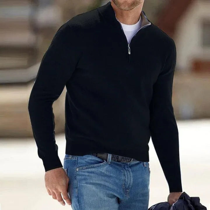 Men's sweater with zipper in cashmere