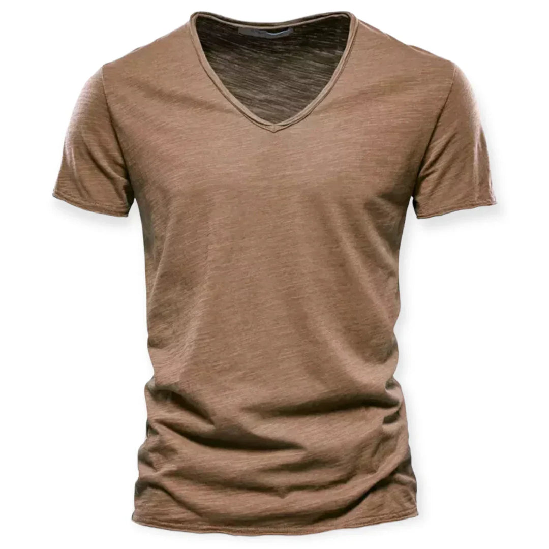 Casual men's shirt with V-neck