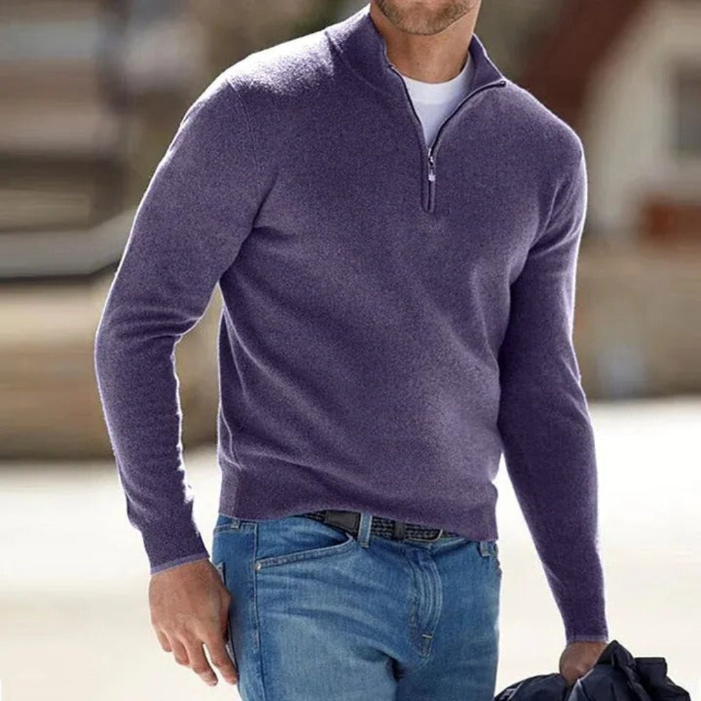 Men's sweater with zipper in cashmere