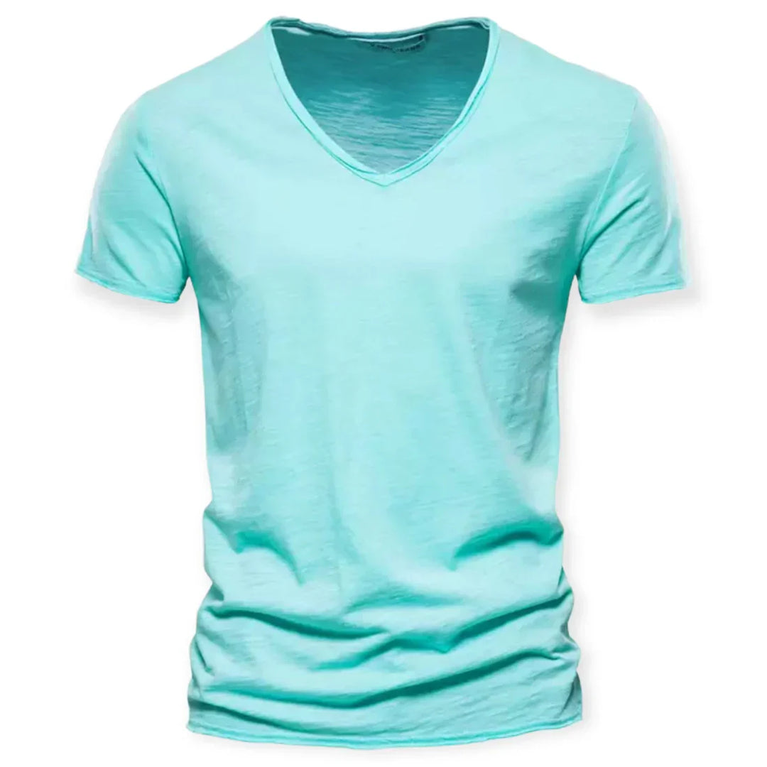 Casual men's shirt with V-neck