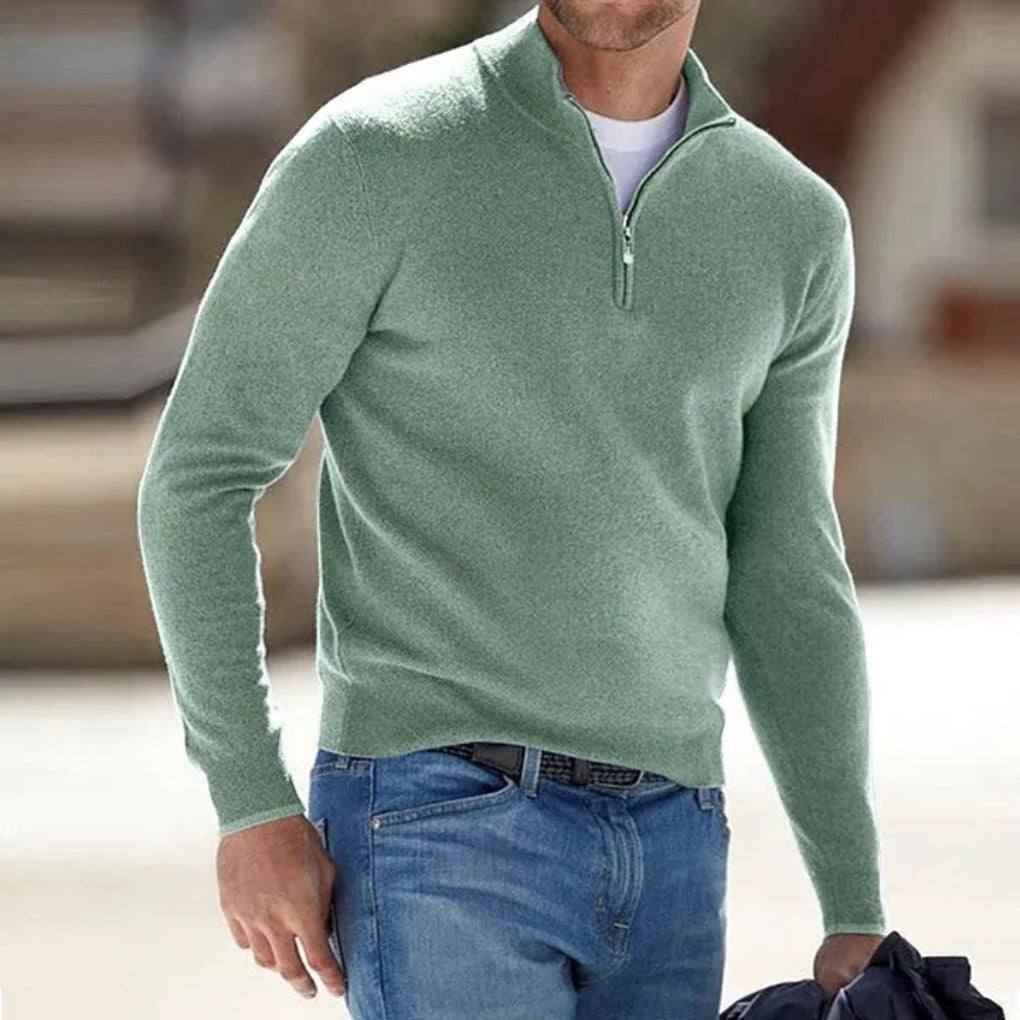 Men's sweater with zipper in cashmere