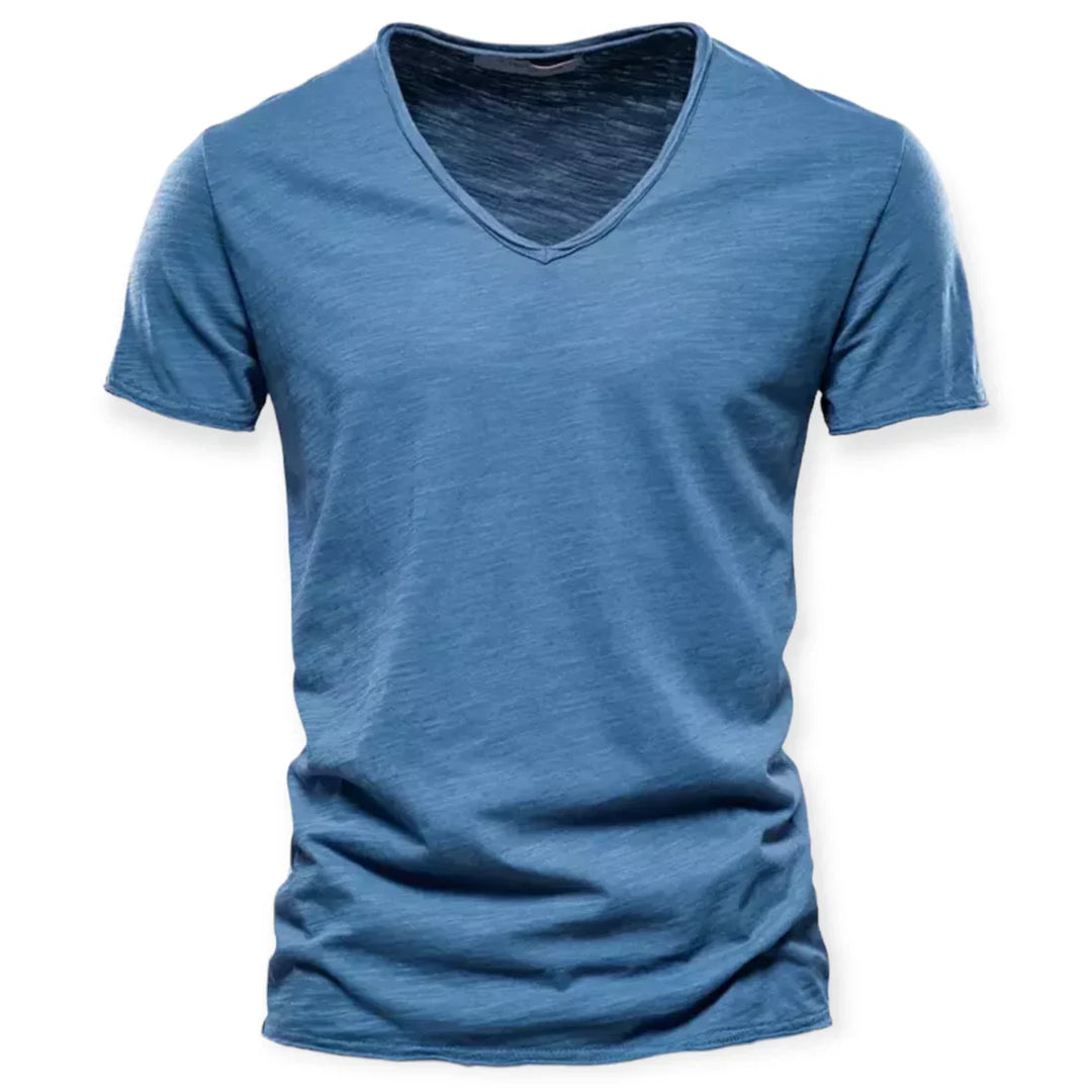 Casual men's shirt with V-neck