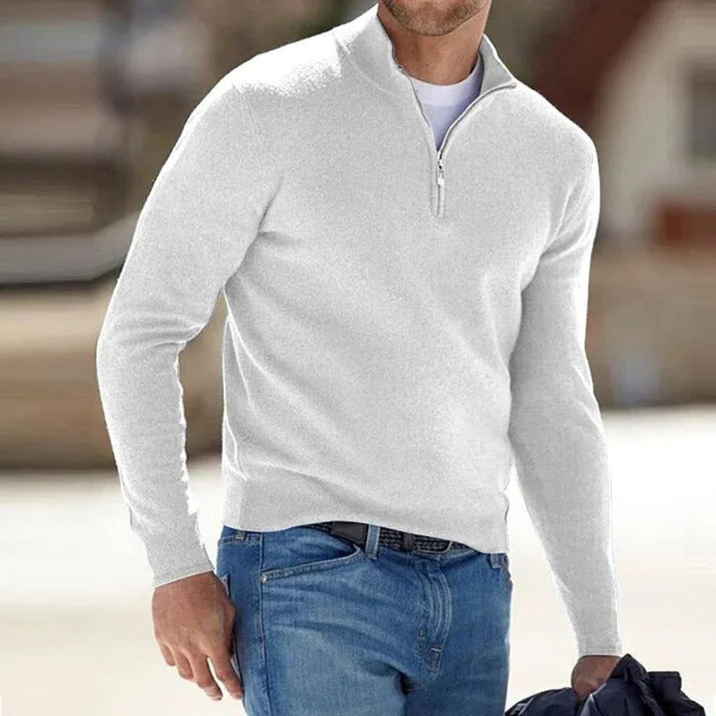 Herre fine ull Zipper Basic Genser