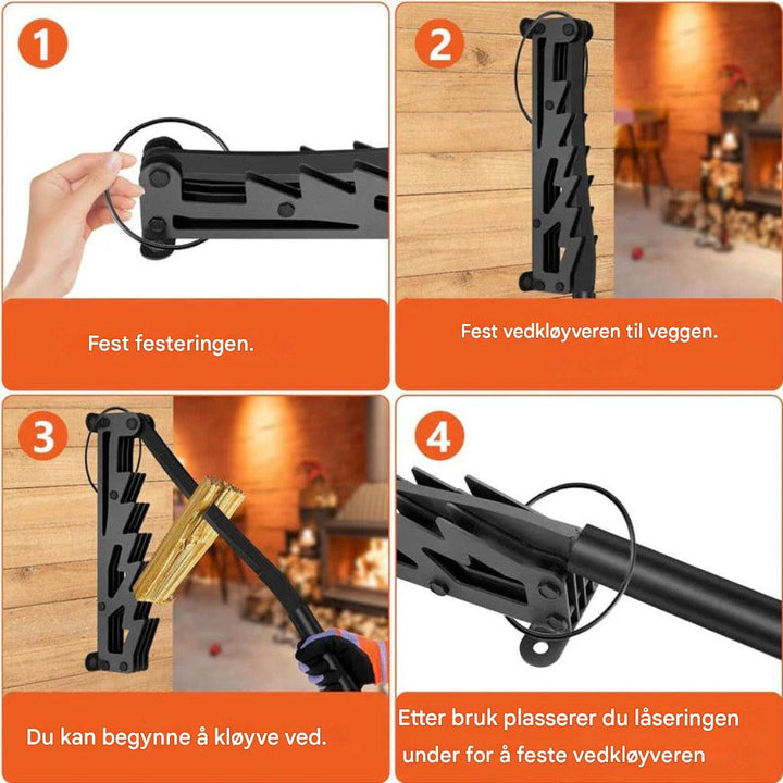 Wall-mounted kindling splitter for firewood