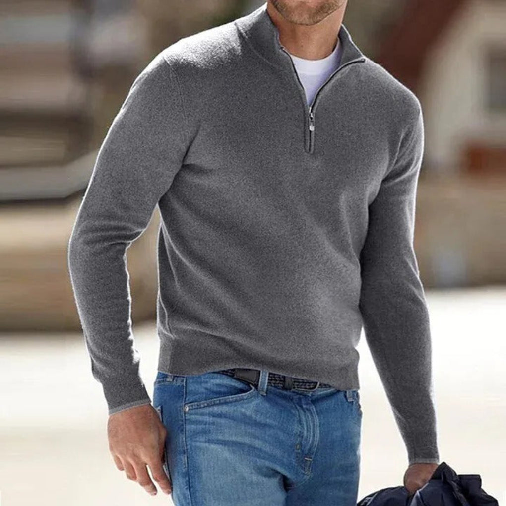 Men's sweater with zipper in cashmere