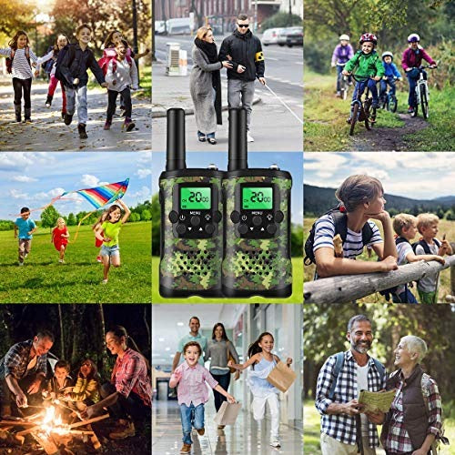 Walkie Talkie for Barn | 22 Kanaler | 5 km Rekkevidde | Grønn Camo