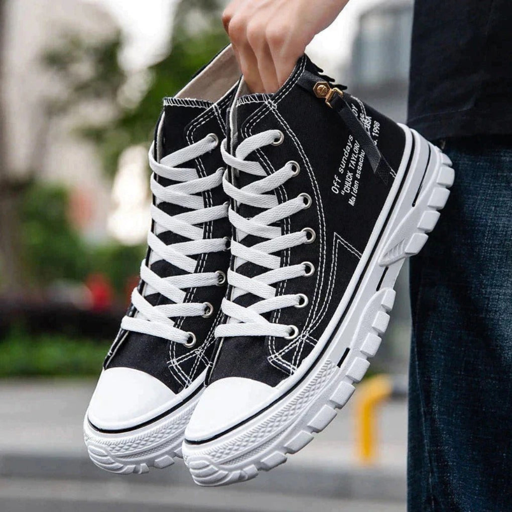 Casual streetwear high canvas shoes with sturdy sole for men