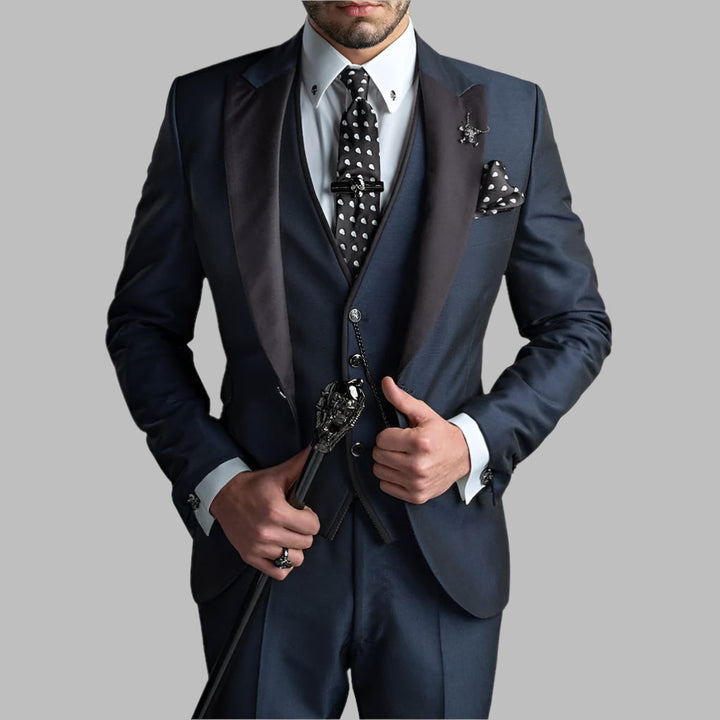 Three-piece linen suit for men