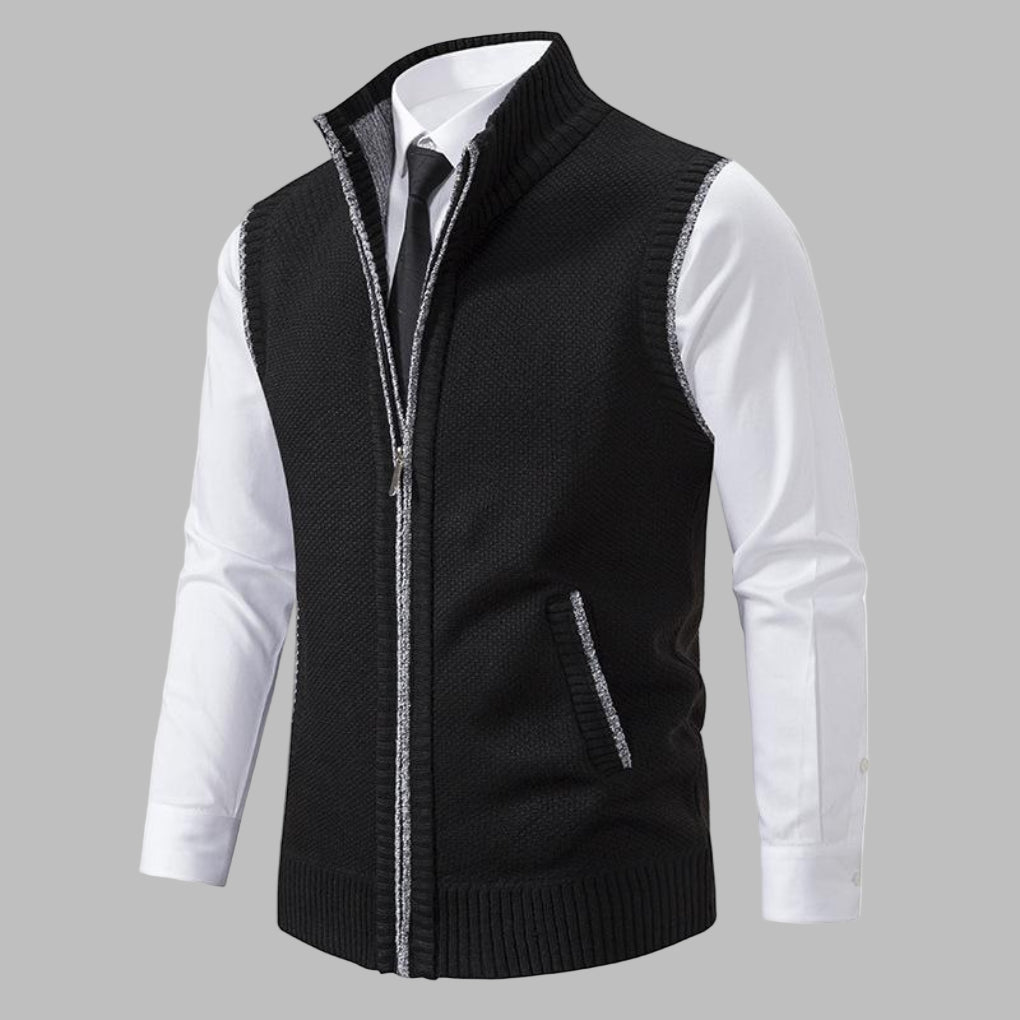 Classic knitted vest with zipper for men