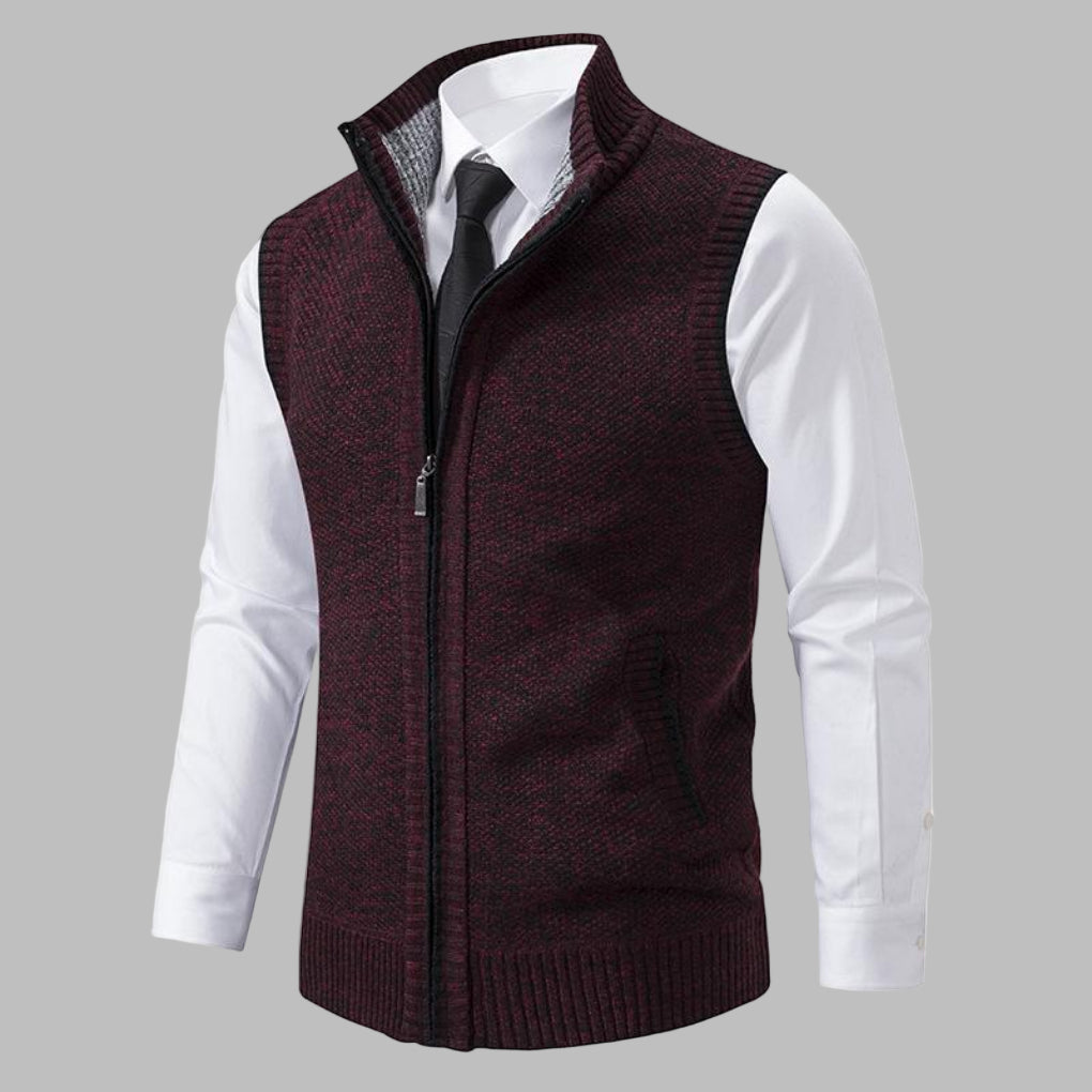 Classic knitted vest with zipper for men