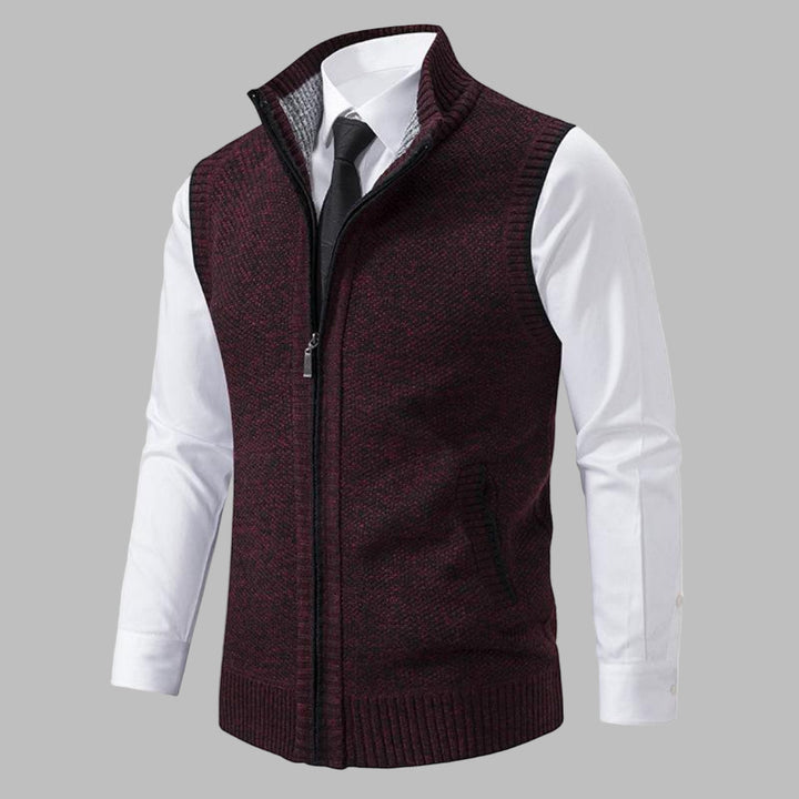 Classic knitted vest with zipper for men
